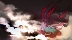 Goddess red dress long hair anime girls ponytails touhou video 