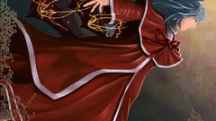 Goddess red dress long hair anime girls ponytails touhou video 