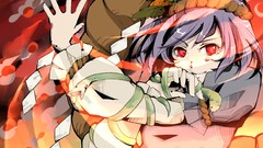 Goddess red eyes Ropes short hair touhou purple hair yasaka 