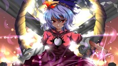 Goddess short hair touhou purple hair purple eyes yasaka kanako 