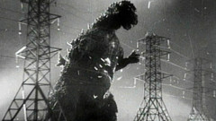 Godzilla power lines monochrome
