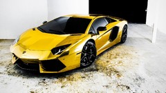 Gold cars vehicles lamborghini aventador lp700-4 yellow cars