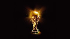 Gold Football glow black background fifa World Cup Trophy 