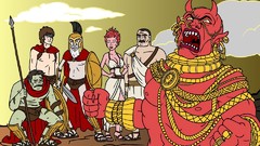 Gold Gladiator Swords spears spartans shields demons ugly 