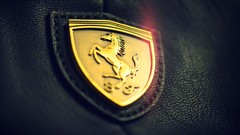 Gold leather cars vehicles logos Scuderia Ferrari Ferrari 