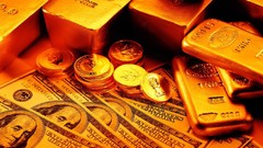 Gold metal crisis Noble golden financial dollar bills financial 