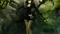 Gothic Anime horns chains stockings anime girls scythe green 