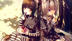 Gothic Anime long hair anime girls short hair animal ears 