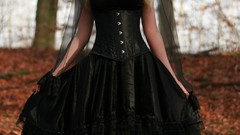 Gothic blondes corset black dress