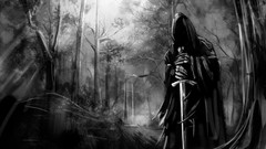 Gothic death black and white Swords forests