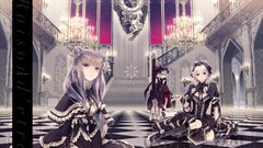 Gothic interior dress red eyes blondes anime girls remilia 