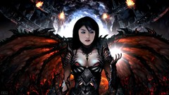 Gothic magic wings cleavage artwork