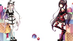 Gothic white food cross dress collar blush long hair anime 