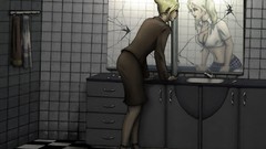 Gothic woman bathroom mirrors surreal Vampire: The Masquerade 