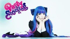 Gothic woman bows blue hair pink hair long hair bangs lolita 
