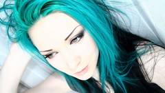 Gothic woman emo faces blue hair models emo girl