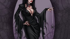 Gothic woman spiders dress long hair brunettes