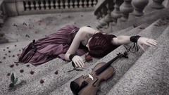 Gothic woman violins stairways