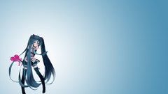 Gradient blue background skirts blue hair long hair anime girls 