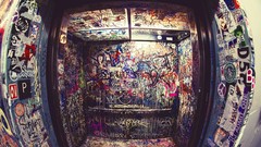 Graffiti abstract posters spray paint fisheye effect elevators