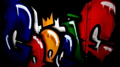 graffiti artwork blue red orange Green google dark