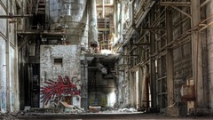 Graffiti Austria Europe abandoned machinery cityscapes factories