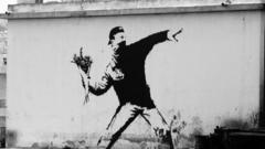 Graffiti banksy grayscale monochrome