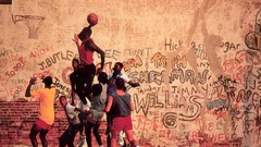 Graffiti basketball urban basketball player streets dunk