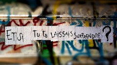 Graffiti French Typography message question marks depth of field