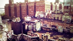 Graffiti Manhattan buildings urban cityscapes tilt-shift