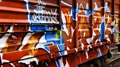 Graffiti railroad tracks trains