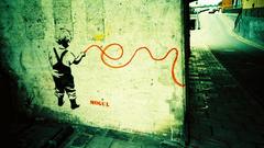 Graffiti red string street