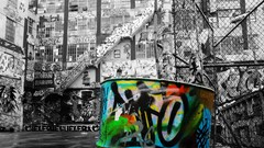 Graffiti street art selective coloring