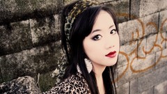 Graffiti woman asians brown eyes brunettes models black hair