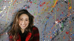 Graffiti woman gray background Celebrity Actress long hair 