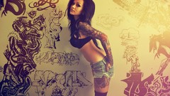 Graffiti woman tattoos brunettes Britanny B
