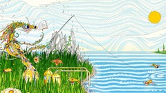 Grass abstract Books surreal artwork Matei Apostolescu fishing 