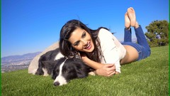 Grass Animals woman smiling Sunny Leone