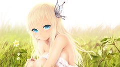 Grass Anime blondes long hair anime girls blue eyes boku wa 