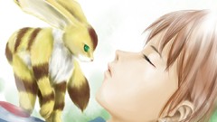 Grass Anime sleeping brown Jewelry Manga earrings closed eyes 