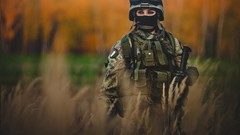 Grass blurred soldier m4a1