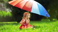 Grass children Umbrellas colors