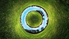 Grass circles digital art fisheye effect panorama circle 