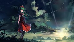 Grass clouds anime girls skies touhou kagiyama hina