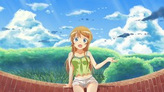 Grass clouds sky Anime navel anime girls kousaka kirino ore no 