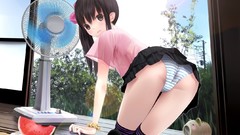 Grass clouds summer food blush brown eyes underwear panties 