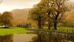 Grass country clouds autumn Green England home farm House 