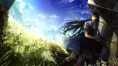 Grass dress long hair grisaia no kajitsu Sakaki Yumiko