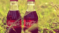 Grass drinks bottles coca-cola
