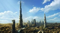 Grass dubai cityscapes skyscapes futuristic post-apocalyptic 